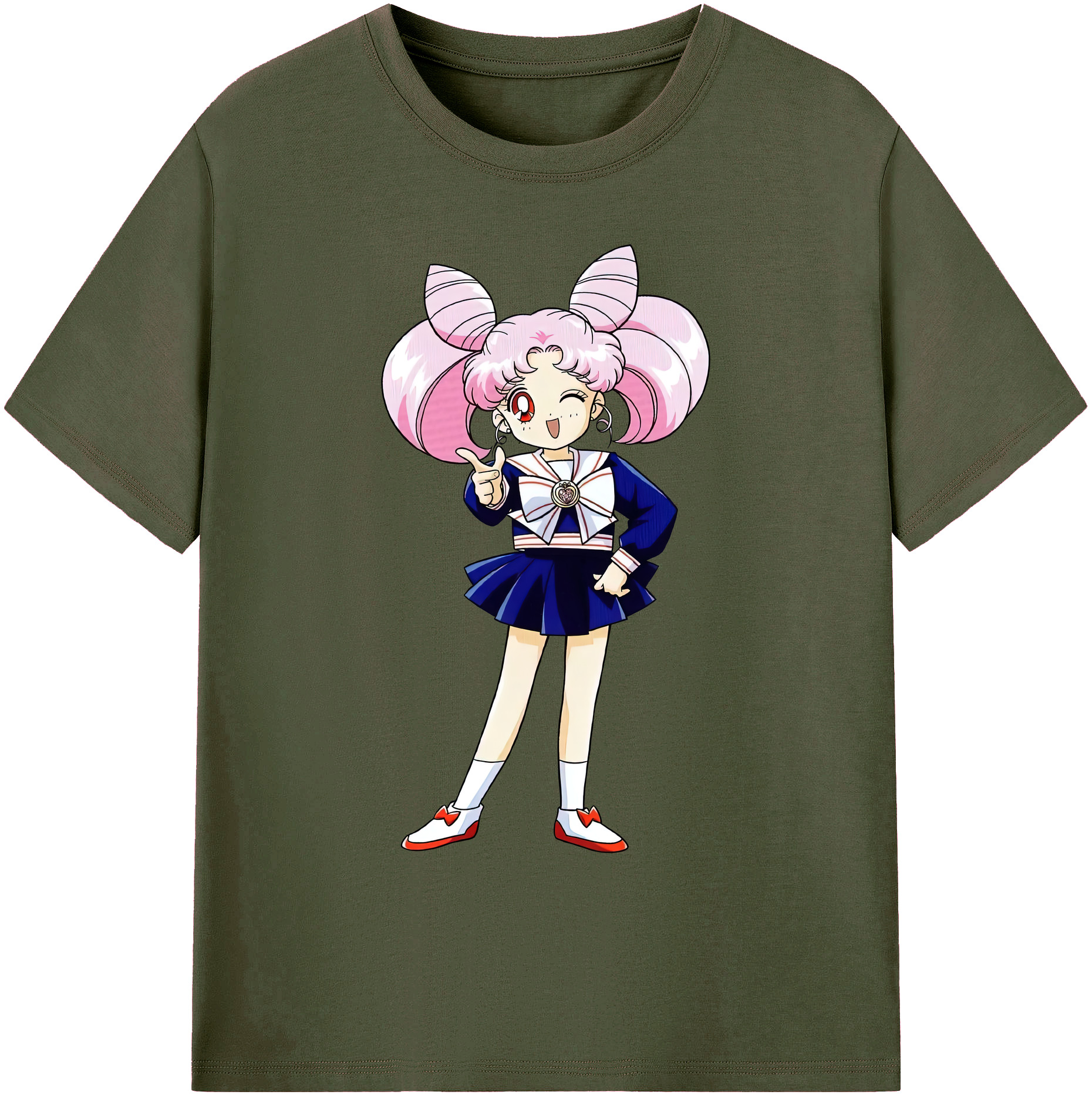 （画像用） 美少女戦士セーラームーン ちびうさ Sailor Moon Chibiusa Tsukino Usagi Small Lady Serenity 綿100％ メンズ半袖Tシャツ｜肌触りやわらか＆通気性